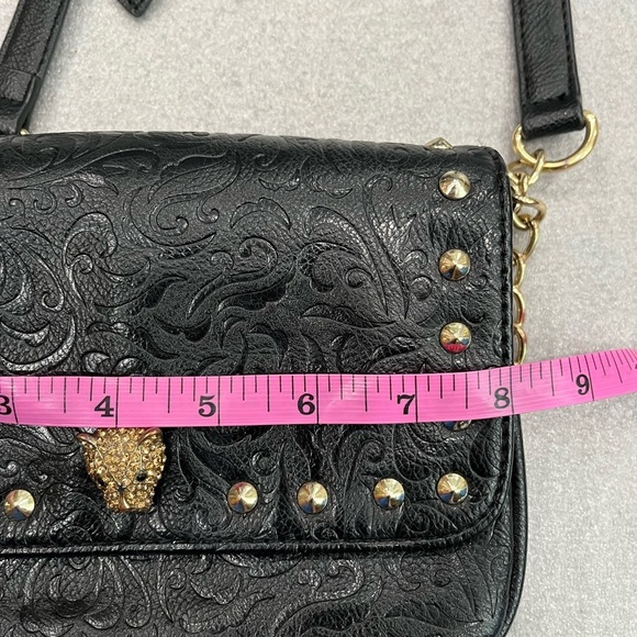 Guess Embossed Black Faux Leather Studded Crossbody Bag Jaguar - Picture 8 of 15